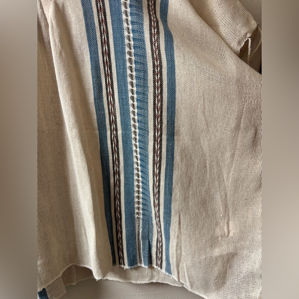 Baizaar Handmade Apparel Striped Cream and Brown Cotton Women's Top NWT - Picture 10 of 12